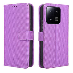 Leather Case Stands Flip Cover Holder BY1 for Xiaomi Mi 13 Pro 5G Purple
