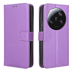 Leather Case Stands Flip Cover Holder BY1 for Xiaomi Mi 13 Ultra 5G Purple