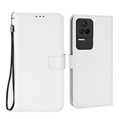 Leather Case Stands Flip Cover Holder BY1 for Xiaomi Poco F4 5G White
