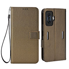 Leather Case Stands Flip Cover Holder BY1 for Xiaomi Poco F4 GT 5G Brown