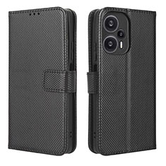 Leather Case Stands Flip Cover Holder BY1 for Xiaomi Poco F5 5G Black