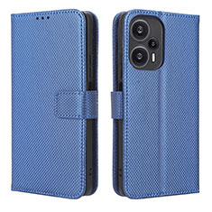 Leather Case Stands Flip Cover Holder BY1 for Xiaomi Poco F5 5G Blue