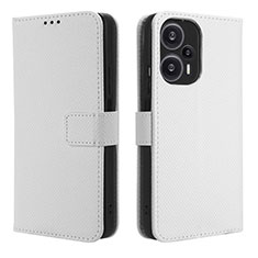 Leather Case Stands Flip Cover Holder BY1 for Xiaomi Poco F5 5G White