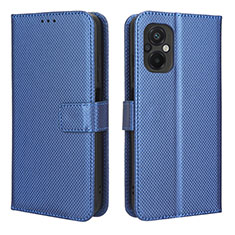 Leather Case Stands Flip Cover Holder BY1 for Xiaomi Poco M5 4G Blue