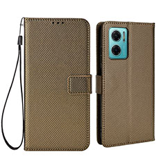 Leather Case Stands Flip Cover Holder BY1 for Xiaomi Redmi 10 5G Brown