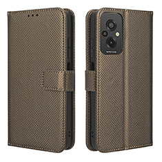 Leather Case Stands Flip Cover Holder BY1 for Xiaomi Redmi 11 Prime 4G Brown
