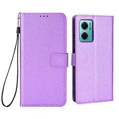 Leather Case Stands Flip Cover Holder BY1 for Xiaomi Redmi 11 Prime 5G Purple