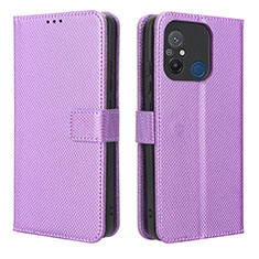 Leather Case Stands Flip Cover Holder BY1 for Xiaomi Redmi 12C 4G Purple