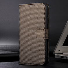 Leather Case Stands Flip Cover Holder BY1 for Xiaomi Redmi 9 Brown