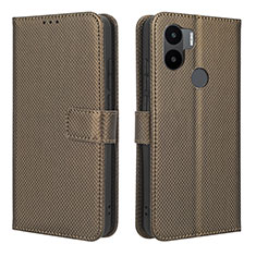 Leather Case Stands Flip Cover Holder BY1 for Xiaomi Redmi A1 Plus Brown