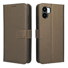 Leather Case Stands Flip Cover Holder BY1 for Xiaomi Redmi A2 Plus Brown