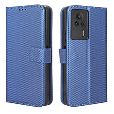 Leather Case Stands Flip Cover Holder BY1 for Xiaomi Redmi K60E 5G Blue