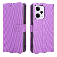 Leather Case Stands Flip Cover Holder BY1 for Xiaomi Redmi Note 12 Pro 5G Purple