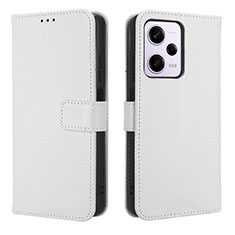 Leather Case Stands Flip Cover Holder BY1 for Xiaomi Redmi Note 12 Pro 5G White