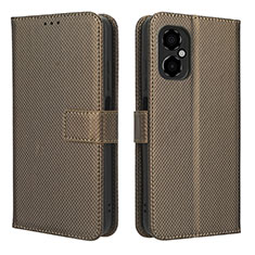 Leather Case Stands Flip Cover Holder BY1 for Xiaomi Redmi Note 12R Pro 5G Brown