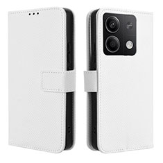 Leather Case Stands Flip Cover Holder BY1 for Xiaomi Redmi Note 13 5G White