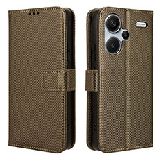 Leather Case Stands Flip Cover Holder BY1 for Xiaomi Redmi Note 13 Pro+ Plus 5G Brown