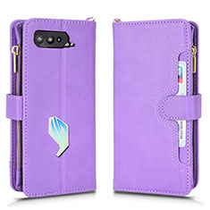 Leather Case Stands Flip Cover Holder BY2 for Asus ROG Phone 5s Pro Purple