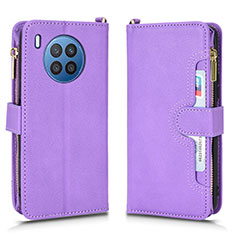Leather Case Stands Flip Cover Holder BY2 for Huawei Nova 8i Purple