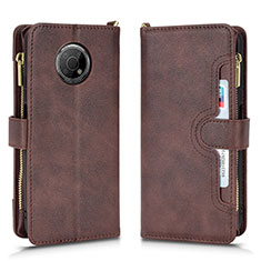 Leather Case Stands Flip Cover Holder BY2 for Nokia G300 5G Brown