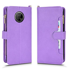 Leather Case Stands Flip Cover Holder BY2 for Nokia G300 5G Purple