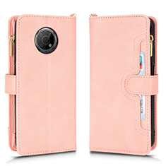 Leather Case Stands Flip Cover Holder BY2 for Nokia G300 5G Rose Gold