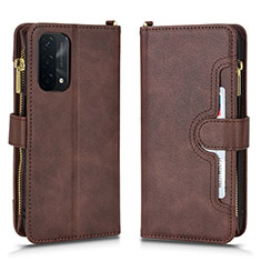 Leather Case Stands Flip Cover Holder BY2 for OnePlus Nord N200 5G Brown
