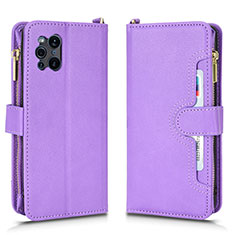 Leather Case Stands Flip Cover Holder BY2 for Oppo Find X3 5G Purple