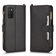 Leather Case Stands Flip Cover Holder BY2 for Samsung Galaxy A02s Black