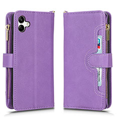 Leather Case Stands Flip Cover Holder BY2 for Samsung Galaxy A04E Purple