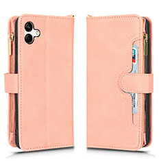 Leather Case Stands Flip Cover Holder BY2 for Samsung Galaxy A04E Rose Gold