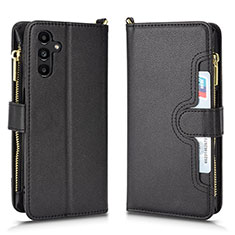 Leather Case Stands Flip Cover Holder BY2 for Samsung Galaxy A04s Black