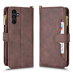 Leather Case Stands Flip Cover Holder BY2 for Samsung Galaxy A04s Brown