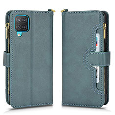 Leather Case Stands Flip Cover Holder BY2 for Samsung Galaxy A12 Green