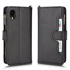 Leather Case Stands Flip Cover Holder BY2 for Samsung Galaxy A22 5G SC-56B Black