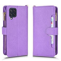 Leather Case Stands Flip Cover Holder BY2 for Samsung Galaxy F22 4G Purple