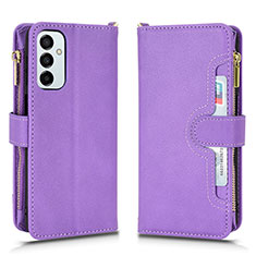 Leather Case Stands Flip Cover Holder BY2 for Samsung Galaxy F23 5G Purple