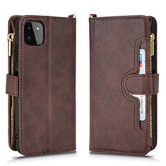 Leather Case Stands Flip Cover Holder BY2 for Samsung Galaxy F42 5G Brown