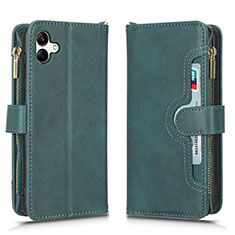 Leather Case Stands Flip Cover Holder BY2 for Samsung Galaxy M04 Green