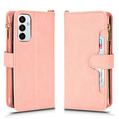 Leather Case Stands Flip Cover Holder BY2 for Samsung Galaxy M23 5G Rose Gold