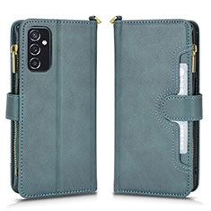 Leather Case Stands Flip Cover Holder BY2 for Samsung Galaxy M52 5G Green