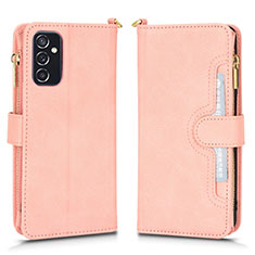 Leather Case Stands Flip Cover Holder BY2 for Samsung Galaxy M52 5G Rose Gold