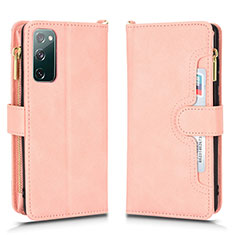 Leather Case Stands Flip Cover Holder BY2 for Samsung Galaxy S20 FE 4G Rose Gold