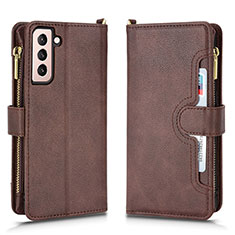 Leather Case Stands Flip Cover Holder BY2 for Samsung Galaxy S23 5G Brown