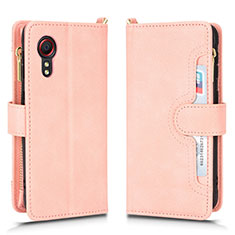Leather Case Stands Flip Cover Holder BY2 for Samsung Galaxy XCover 5 SM-G525F Rose Gold