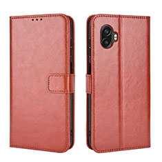 Leather Case Stands Flip Cover Holder BY2 for Samsung Galaxy XCover 6 Pro 5G Brown