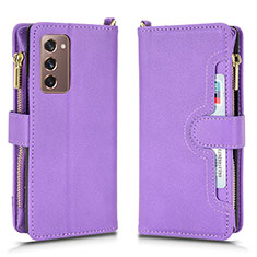 Leather Case Stands Flip Cover Holder BY2 for Samsung Galaxy Z Fold2 5G Purple