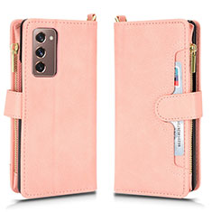 Leather Case Stands Flip Cover Holder BY2 for Samsung Galaxy Z Fold2 5G Rose Gold