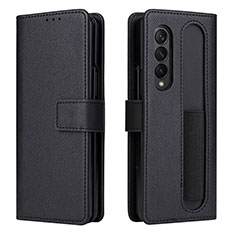 Leather Case Stands Flip Cover Holder BY2 for Samsung Galaxy Z Fold3 5G Black