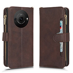 Leather Case Stands Flip Cover Holder BY2 for Sharp Aquos R8 Pro Brown